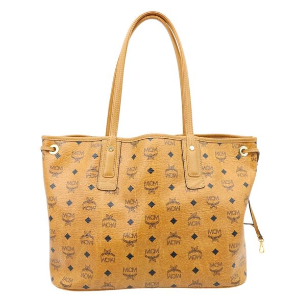 MCM Reversible Liz Medium Visetos Canvas Shopper Tote Bag Cognac - Picture 4 of 12